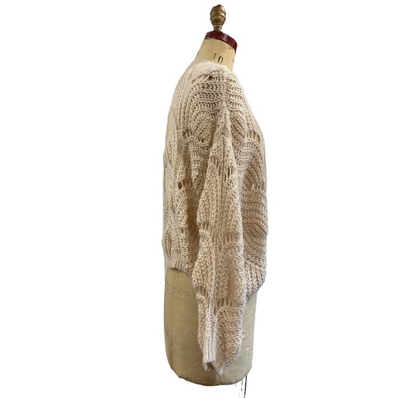 Silverflint Womens Open Front Cardigan Sweater Cream Knit Dolman S - Picture 5 of 10